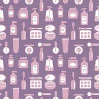 Seamless texture from cosmetics icons, beauty pattern, abstract background, wallpaper vector