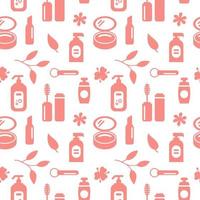 Seamless texture from cosmetics icons, beauty pattern, abstract background, wallpaper vector
