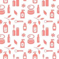 Seamless texture from cosmetics icons, beauty pattern, abstract background, wallpaper vector