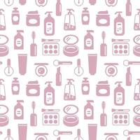 Seamless texture from cosmetics icons, beauty pattern, abstract background, wallpaper vector