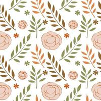 Seamless texture of leaves and flowers. Foliage pattern, natural floral abstract background, wallpaper vector