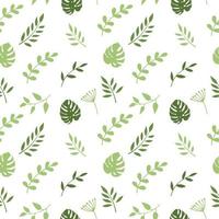 Seamless texture of green monstera leaves, foliage pattern, natural abstract background vector