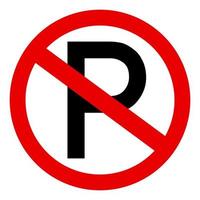 No parking sign or symbol vector with P character and red circle cross from left