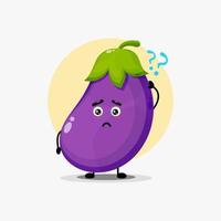 Cute eggplant character confused vector