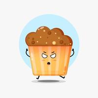 lindo personaje de muffin está enojado vector