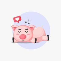 Illustration of cute pig sleeping peacefully