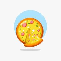 Slice of pizza illustration food object icon concept vector