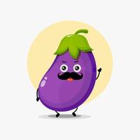 Cute eggplant character with mustache vector