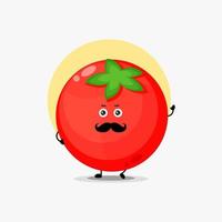 Cute tomato character with mustache vector