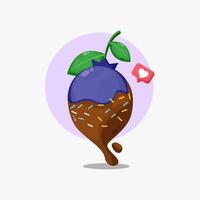 icono de arándanos cubiertos de chocolate vector