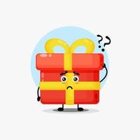 lindo personaje de caja de regalo confundido vector