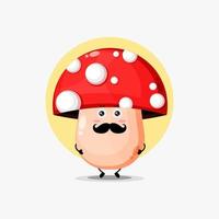 Cute mushroom character with mustache vector