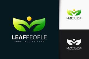 Leaf people logo design vector