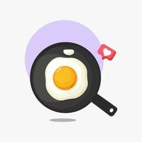 huevo frito en un diseño de icono de sartén vector
