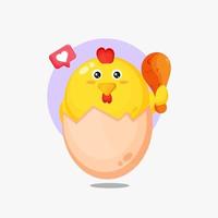 linda chica con diseño de icono de pollo frito vector