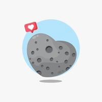 Heart shaped cartoon moon icon vector