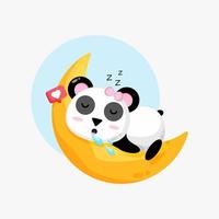 ilustración de panda lindo durmiendo en la luna creciente vector