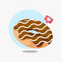 Donut with chocolate cream icon design vector