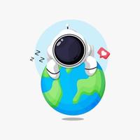 Illustration of cute astronaut sleeping on earth vector