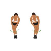 Woman doing Knee circles exercise. Flat vector illustration isolated on white background