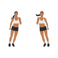 Woman doing Side to side hops exercise. Flat vector illustration isolated on white background