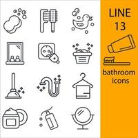 conjunto de iconos de baño. elementos de vector de símbolo de paquete de baño para web de infografía