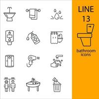 conjunto de iconos de baño. elementos de vector de símbolo de paquete de baño para web de infografía