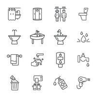 conjunto de iconos de baño. elementos de vector de símbolo de paquete de baño para web de infografía