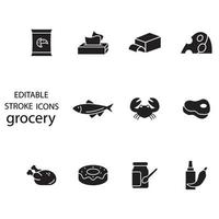 grocery icons set . grocery pack symbol vector elements for infographic web