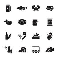conjunto de iconos de comestibles. elementos de vector de símbolo de paquete de comestibles para web de infografía