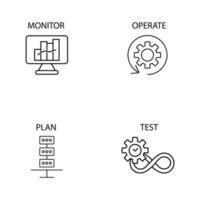 DevOps icons set . DevOps pack symbol vector elements for infographic web