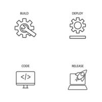 conjunto de iconos devops. elementos de vector de símbolo de paquete de devops para web de infografía