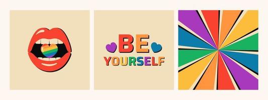 Lgbt pride month posters. vector