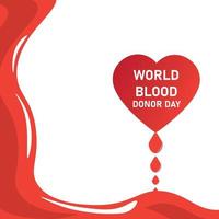 corazón rojo y sangre día mundial del donante de sangre vector