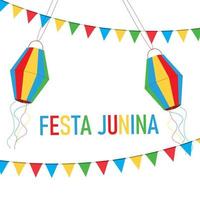 festival de junina brasil con ilustración de globos vector