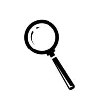 Magnifying glass icon. Search and analysis concept. Black and white. Flat design. Vector illustration isolated on white background