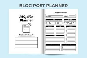 Interior of a blog post planner template. Blog writer information and keyword notebook interior. Interior of a logbook. Social media blog post scheduling and to-do list journal template. vector