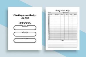 Journal interior of a checking account ledger template. Daily bank account balance checker and finance tracker journal. Interior of a logbook. Checking account ledger journal for business. vector