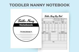 Toddler nanny notebook interior. Toddler information, feeding, and sleep time tracker template. Interior of a log book. Daily nanny information tracker and child activity checker interior. vector