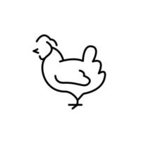 ilustración de vector de icono de línea de gallina. símbolo de contorno de pájaro. producción de carne de pollo, cría de aves. granja avícola, ganadería