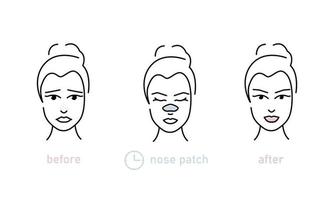 Cosmetic effect line concept. Dark circle under eyes. Skin problem solution before and after. Spa day concept in flat style. Line vector illustration on white background