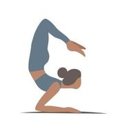 la mujer está haciendo ejercicios de flexibilidad. pilates yoga gimnasia atlética. concepto de bienestar. deporte estilo de vida saludable. simplemente formas planas. ilustración vectorial sobre fondo blanco aislado vector