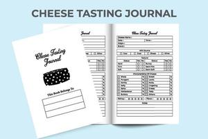 Cheese tasting journal interior. Dairy products and cheese quality testing notebook template. Interior of a logbook. Cheese texture and characteristics tasting project tracker interior. vector