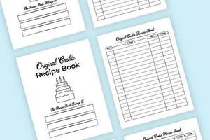 Cookie recipe log book interior. Cookie-making journal and cake recipe tracker template. Interior of a notebook. Cookie recipe information tracker and cake ingredients checker. vector