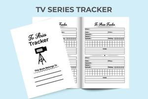 interior de la plantilla del diario de seguimiento de la serie de televisión. información diaria de la serie de televisión e interior del rastreador de clasificación de programas. interior de un cuaderno de bitácora. verificador de series de televisión y plantilla de contador de episodios. vector