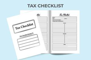 Tax information checklist interior. Income tax information and daily expense notebook template. Interior of a journal. Employee income or expense statement and tax information tracker interior. vector