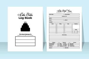 Cake order logbook interior. Cake business order tracker and customer information checker template. Interior of a journal. Cake order details and cake ingredients notebook interior. vector