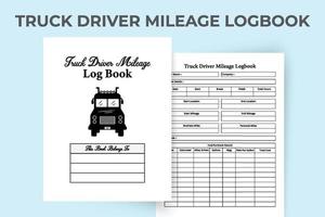 Truck driver mileage log book interior. A truck driver and company information tracker notebook template. Interior of a journal. Truck driver work hour checker and fuel purchase record template. vector