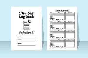 Phone call notebook interior for business. Daily business essential phone call tracker template. Interior of a log book. Business phone call checker and message tracker interior. vector