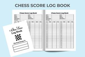 Chess score logbook interior. Chess game tracker and score checker template. Interior of a journal. Chess game information tracker and score notebook for players. vector